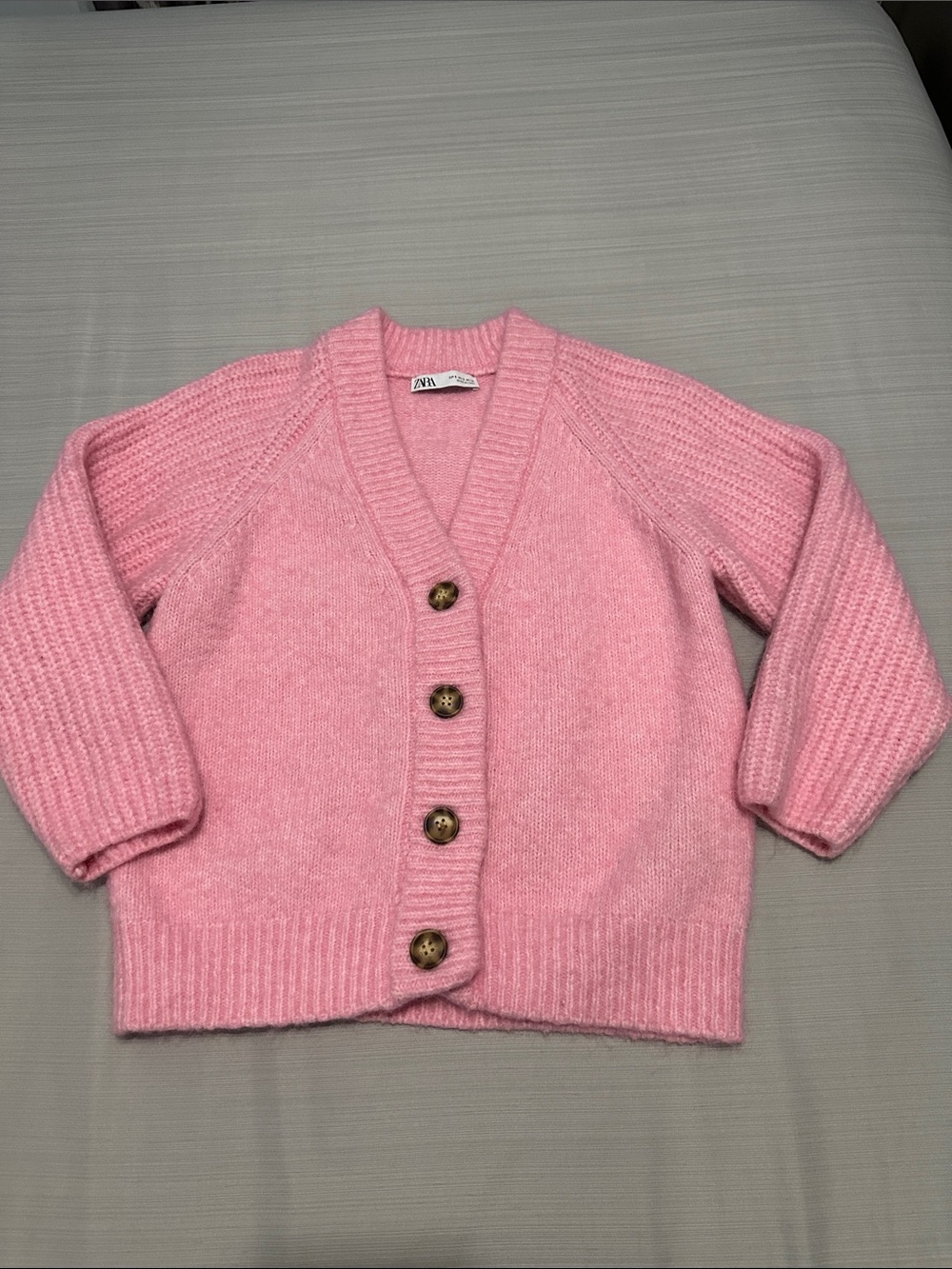 Zara Soft Pink Button-Front Knit Cardigan